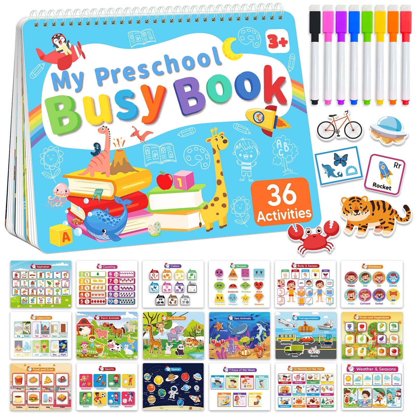 Toddler Busy Book Preschool Learning 8.5 x 11 inches (A4 size), Multicolored