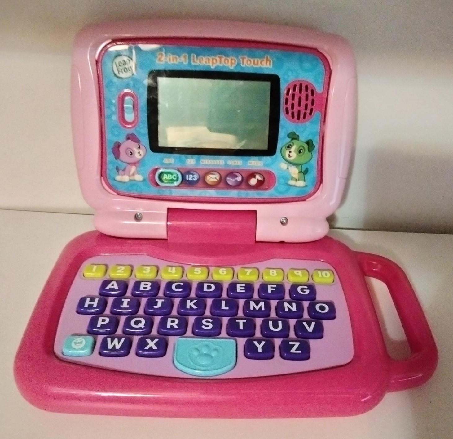 Leap Frog Pink 2 in 1 learning fun touch pad ABC’s 123 games music animals clean