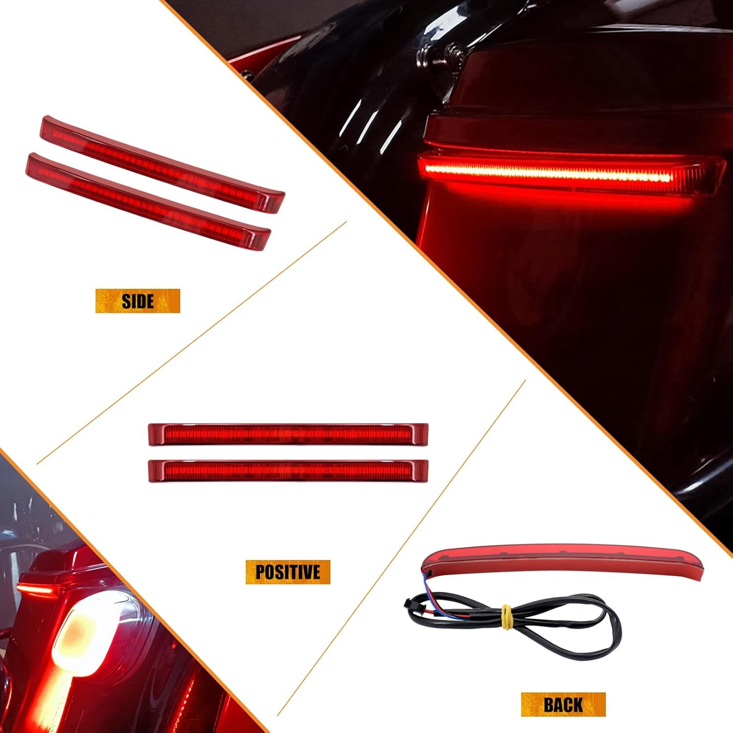 Motorcycle Saddlebag Tail Light LED Sequential Running Brake Turn Signal Lamp