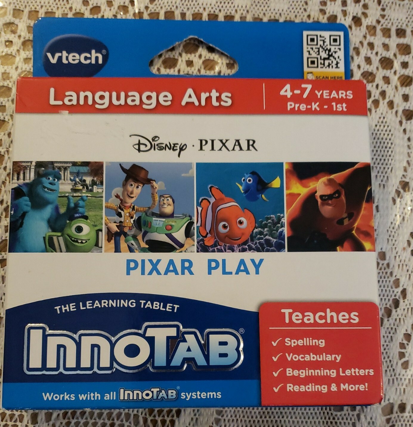 VTech InnoTab PIXAR PLAY Language Arts Game For Ages 4-7yrs Pre-K-1st NEW