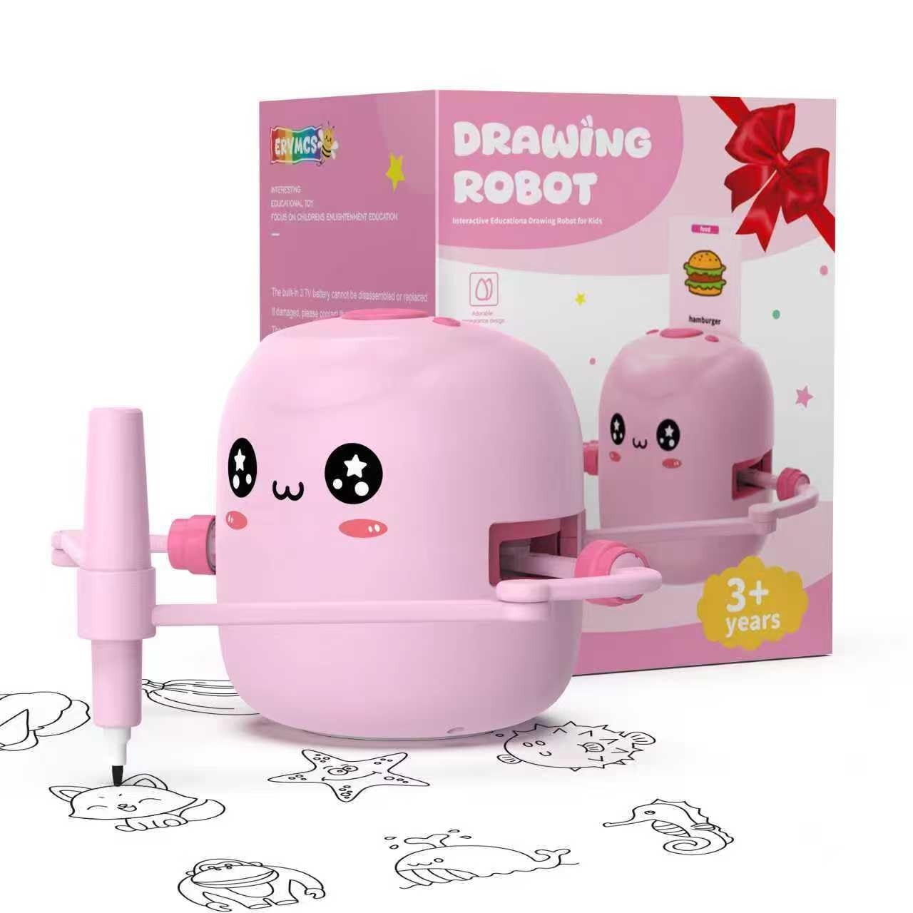 Drawing Robot for Kids, Interactive Educational 4.3 x 4.8 x 0.1 inches, Pink