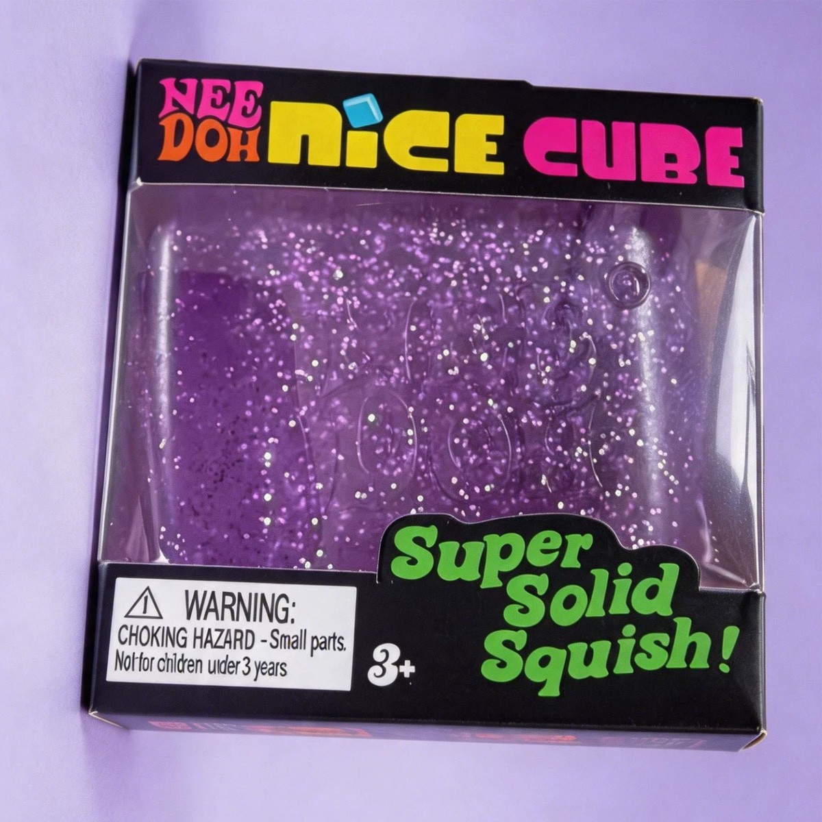 NeeDoh Nice Cube Glitter Sparkling, Nee Doh Squishy, Sparkling Ice Cube PurpleCW