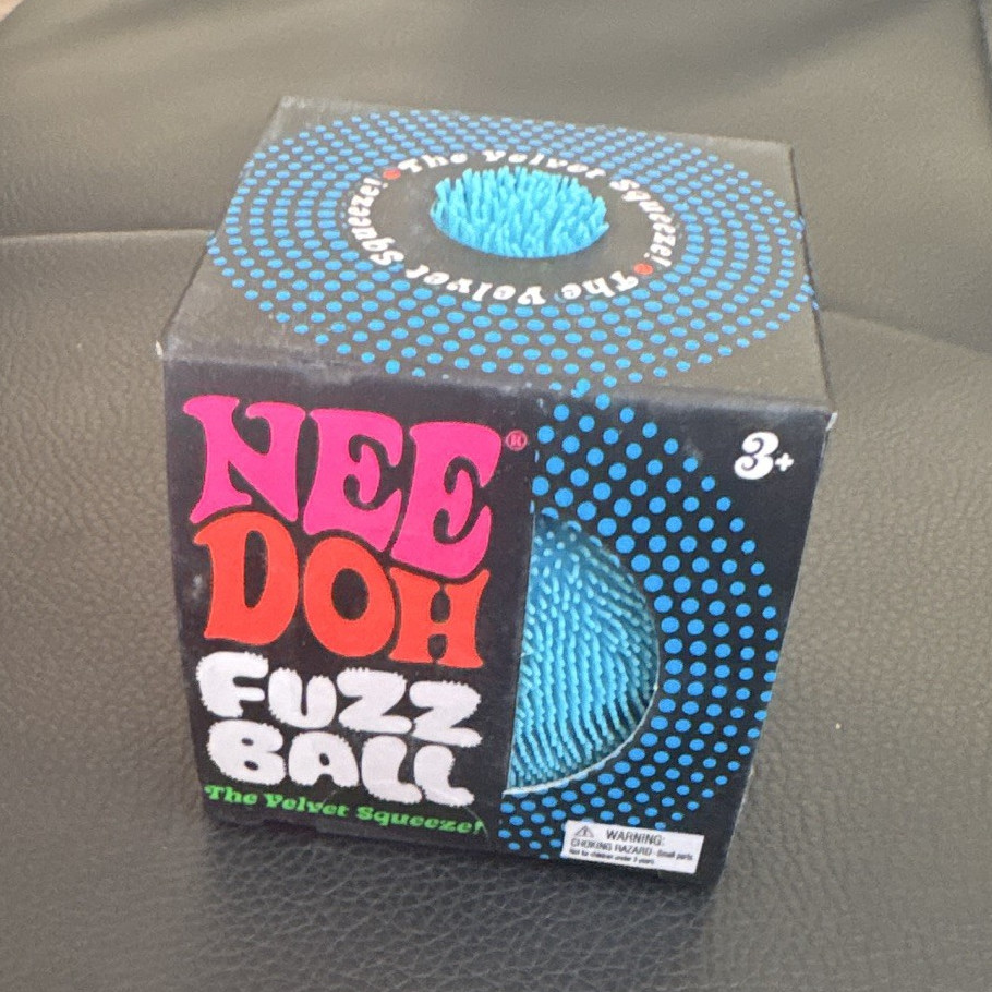 Nee Doh Fuzz Ball Velvet Tactile Squeeze Toy, Blue, Age 3-4 Years