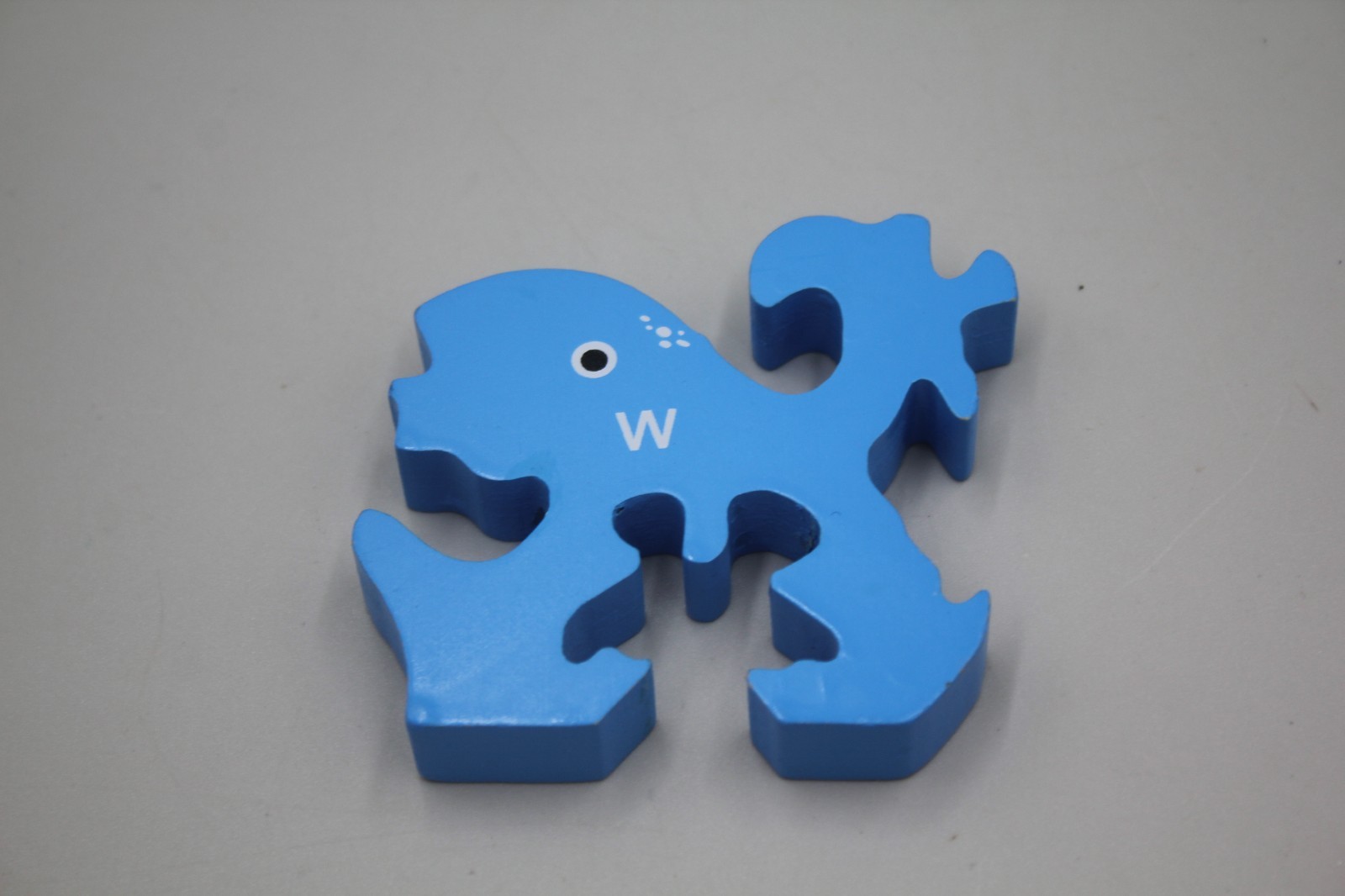 Animal Parade Puzzle Wooden Alphabet Replacement Piece Letter W Whale Blue 23