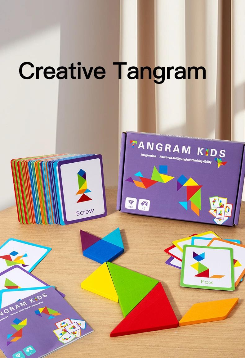 3d Wooden Tangram Puzzle Board Geometric Shapes Educational Learning Aid