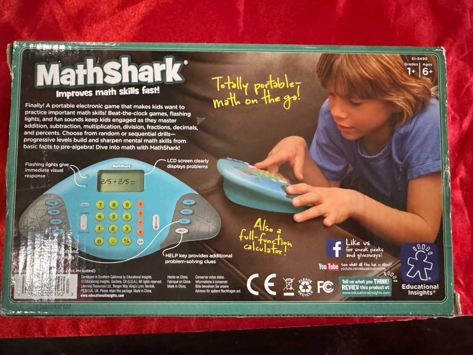 MathShark Electronic Math Game for Kids Ages 6+ W/ Box & Manual Improve Skills