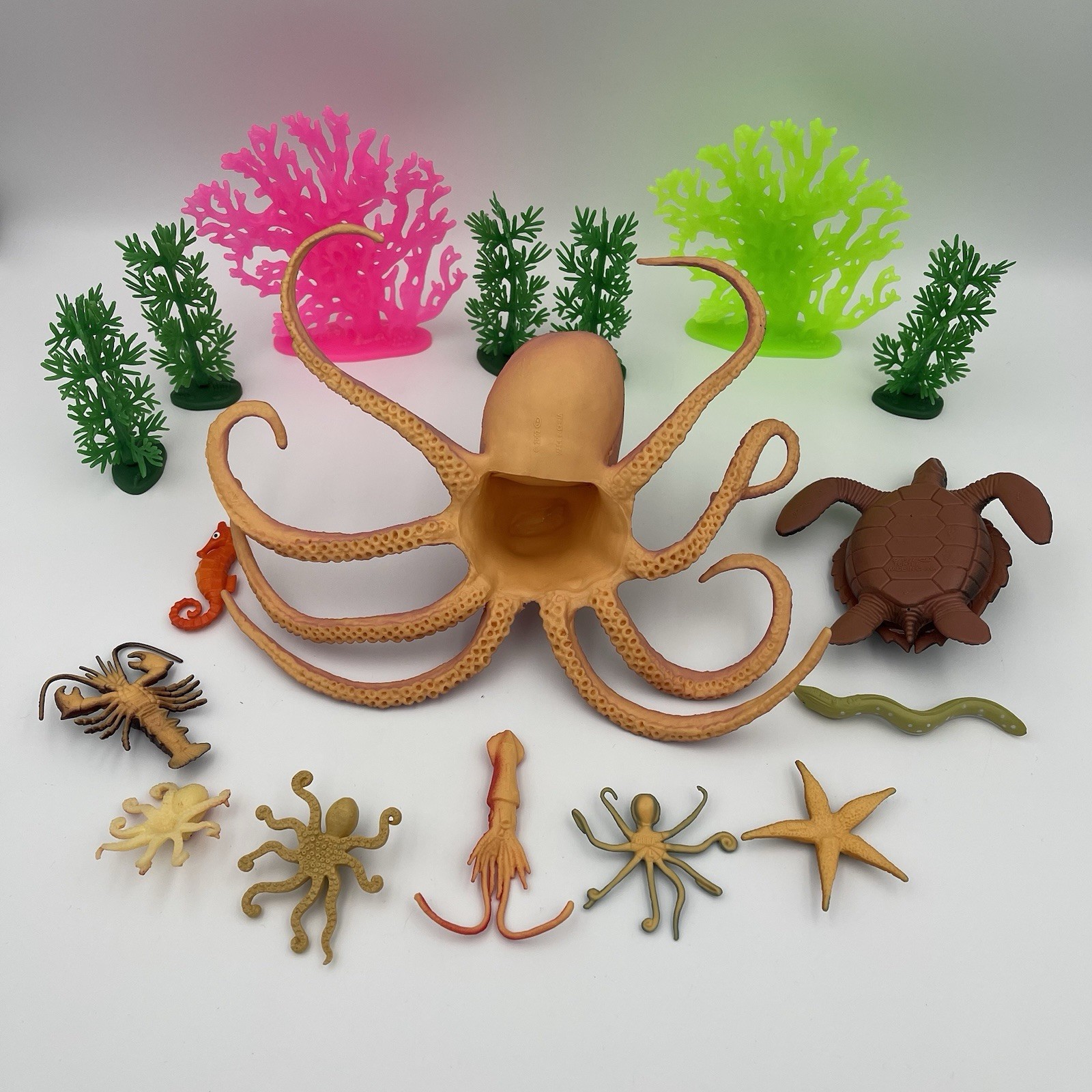 Sea Animal Ocean Creature Toy Lot – Octopus, Seahorse, Turtle, Star Fish, Eel +