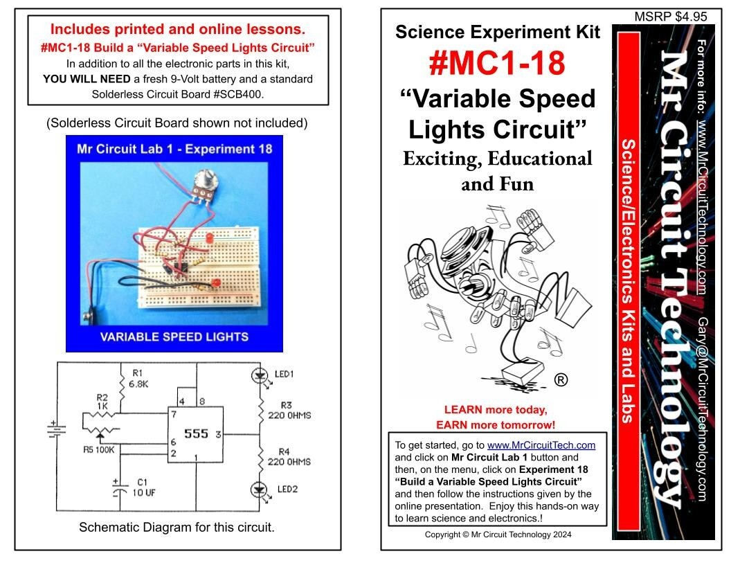 MC1-18 ** Mr Circuit Science ** Experiment Kit -VARIABLE SPEED LIGHTS