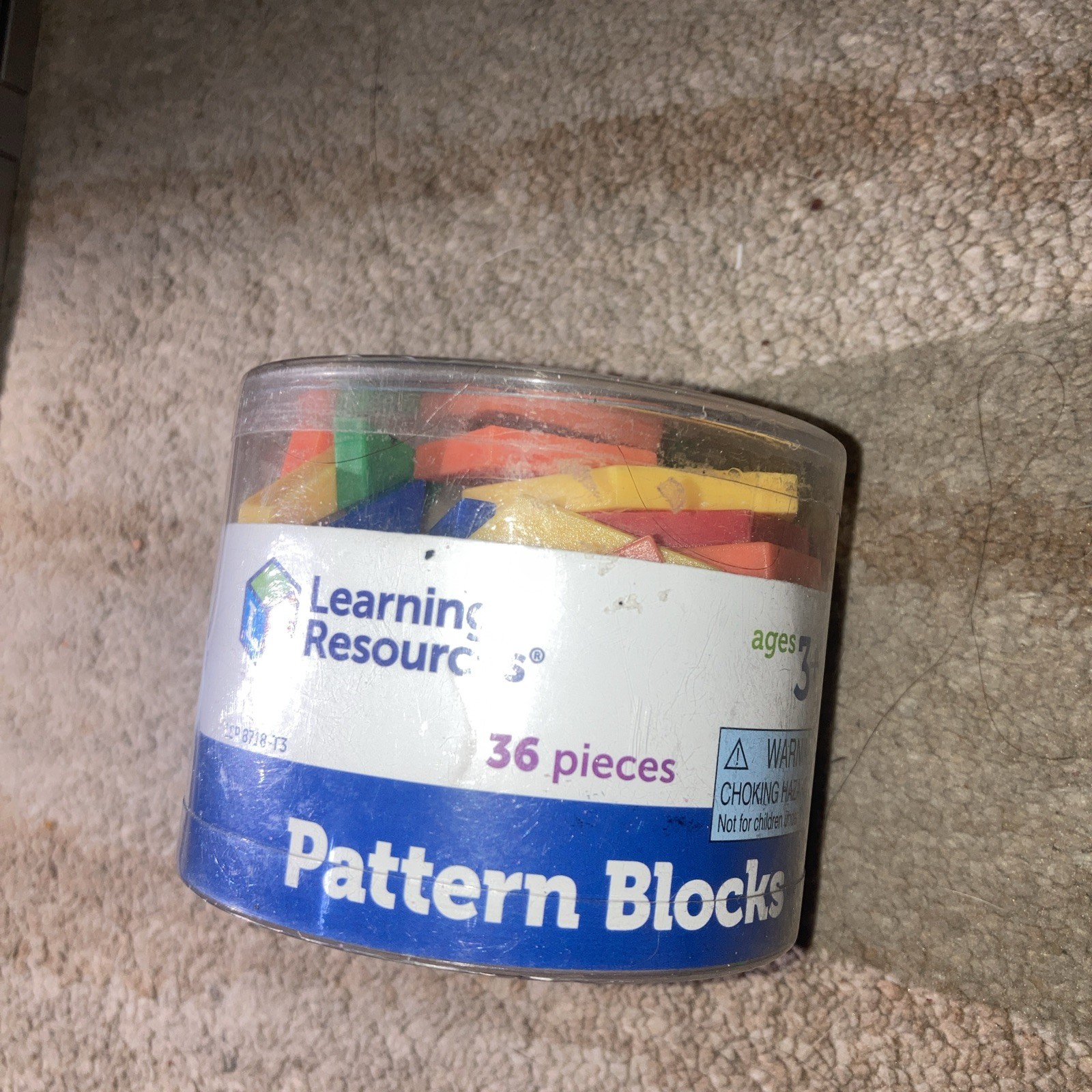 *LEARNING RESOURCES PATTERN BLOCKS PLASTIC 1/2 CM THICK 3+ Geometrical