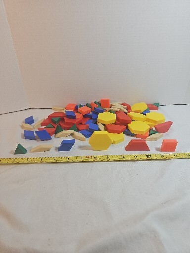 Geometric Pattern Blocks Lot Multi Color Shapes Hard Plastic … 100 pieces
