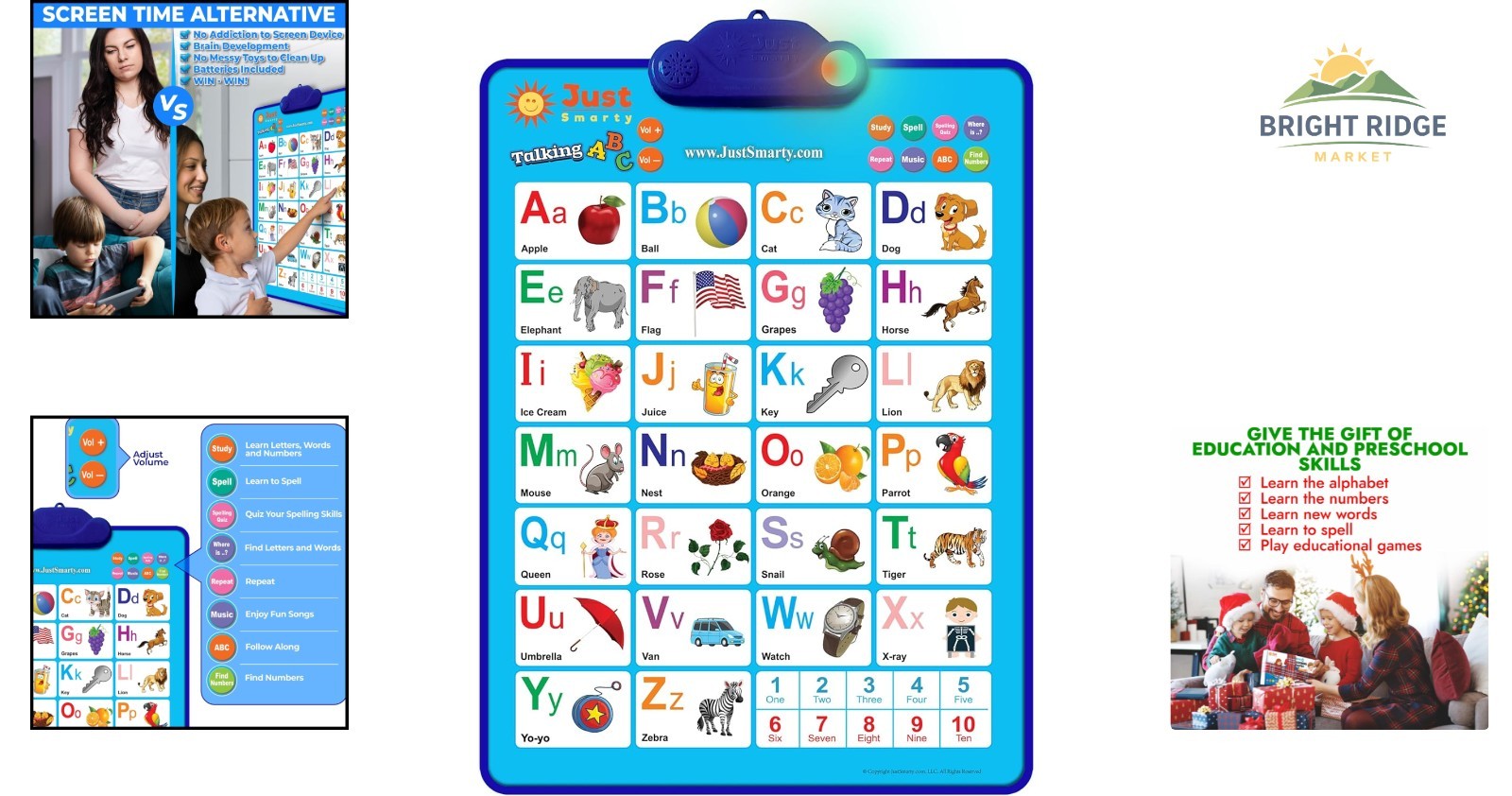 Toddler Learning Wall Chart for Alphabet and Numbers with Interactive Sound