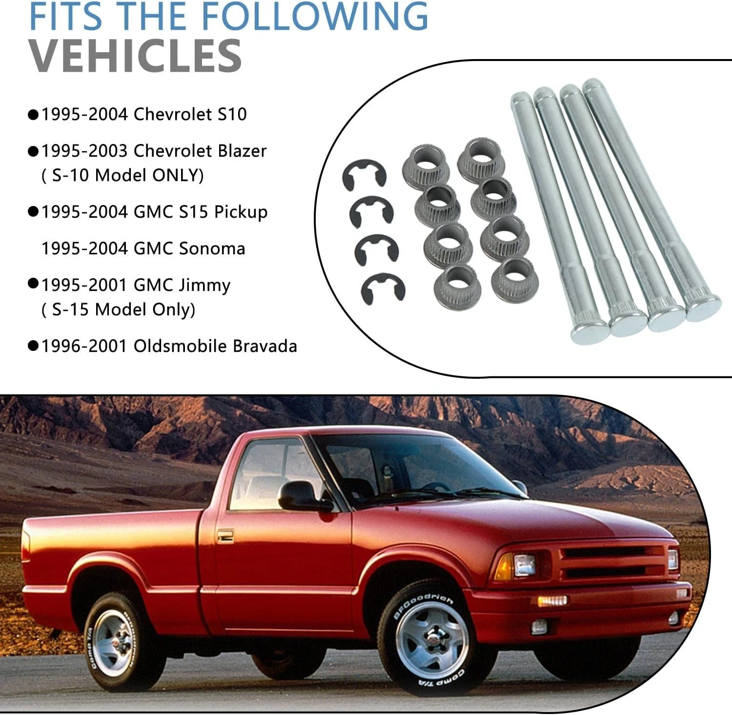 Door Hinge Pin and Bushing Kits Compatible with 1994-2004 Chevy S10 GMC Blazer