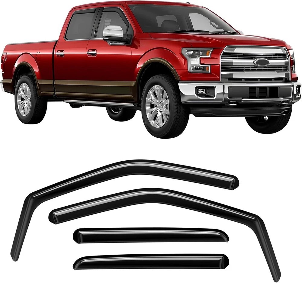 Rain Guards for Ford F150 Supercrew Cab 2015-2025, Extra Durable in-Channel Side