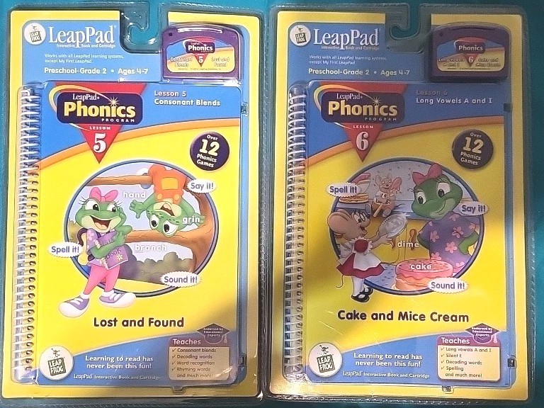 LOT OF 2 LeapPad Phonics Program Books & Cartridges Lesson 5 & 6 NEW SEALED