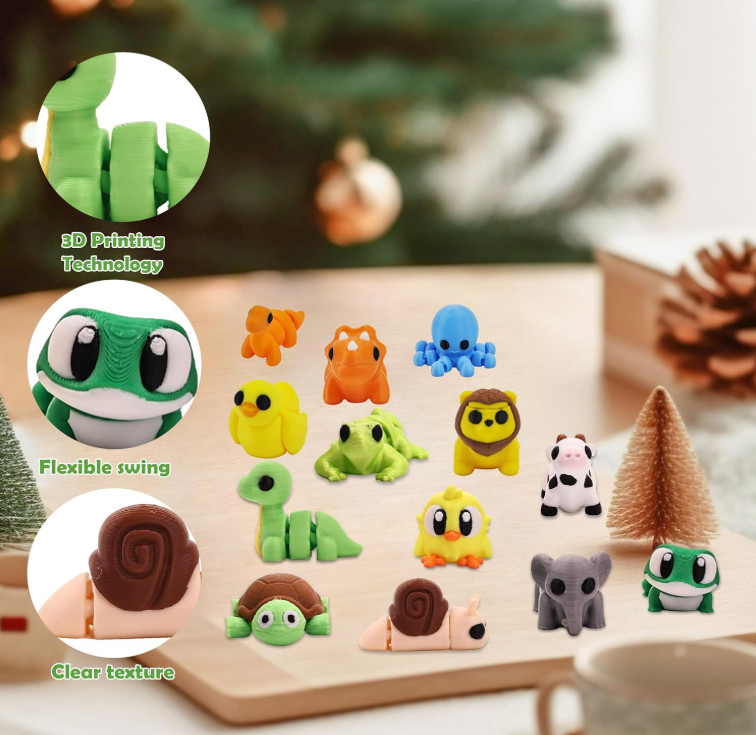 35 PCS Random Animal Figurines 3D Printed Collectibles Set Unique Mystery