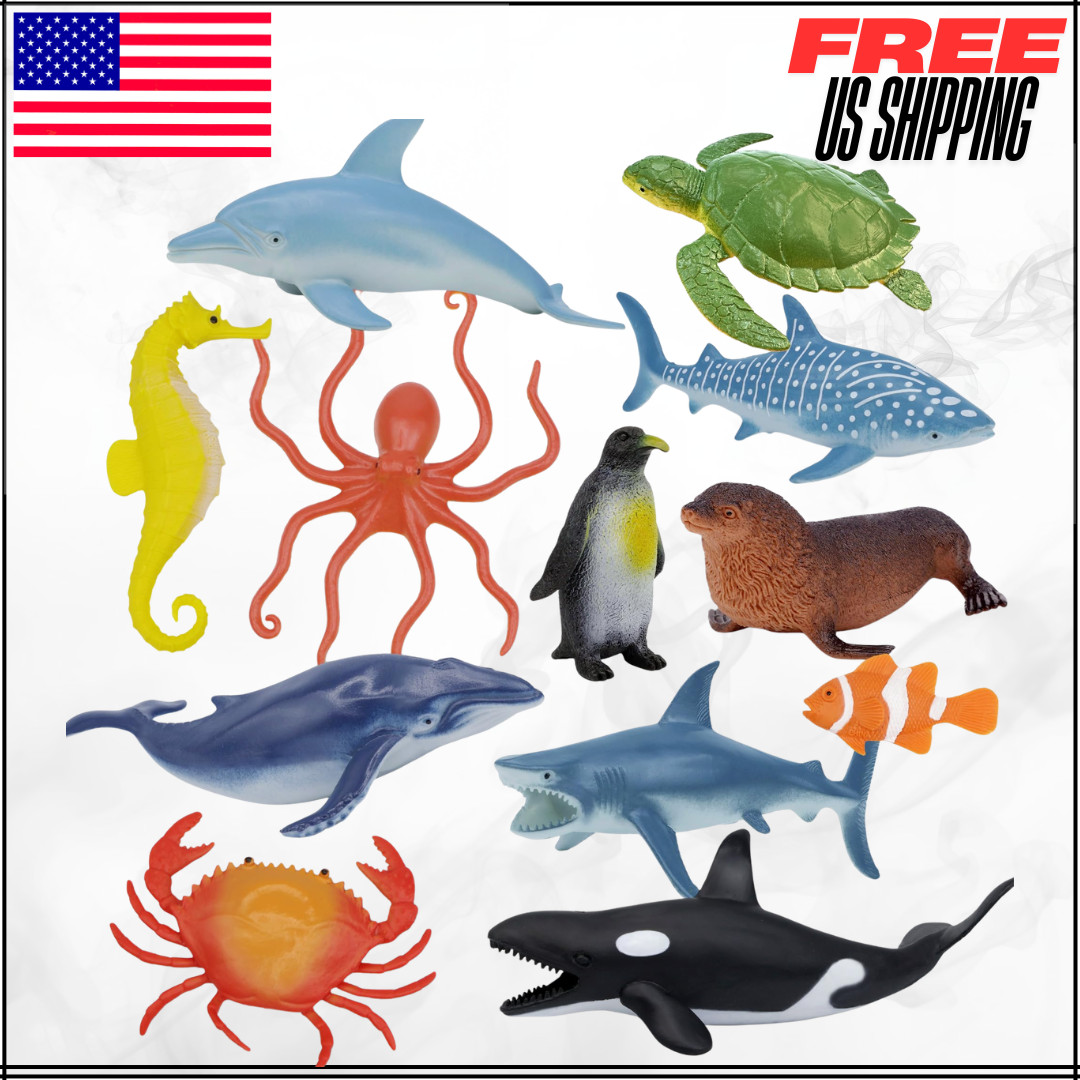 Ocean Sea Life Marine Toy Figures Animals Set For Kids Boys Girls Toddlers 12PC