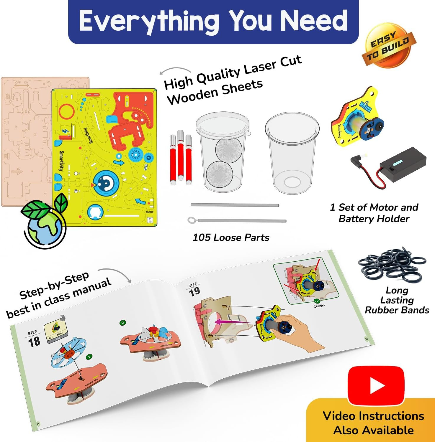 10-In-1 Motor Powered STEM Engineering Kit for Kids I 10+ Fun Electronics