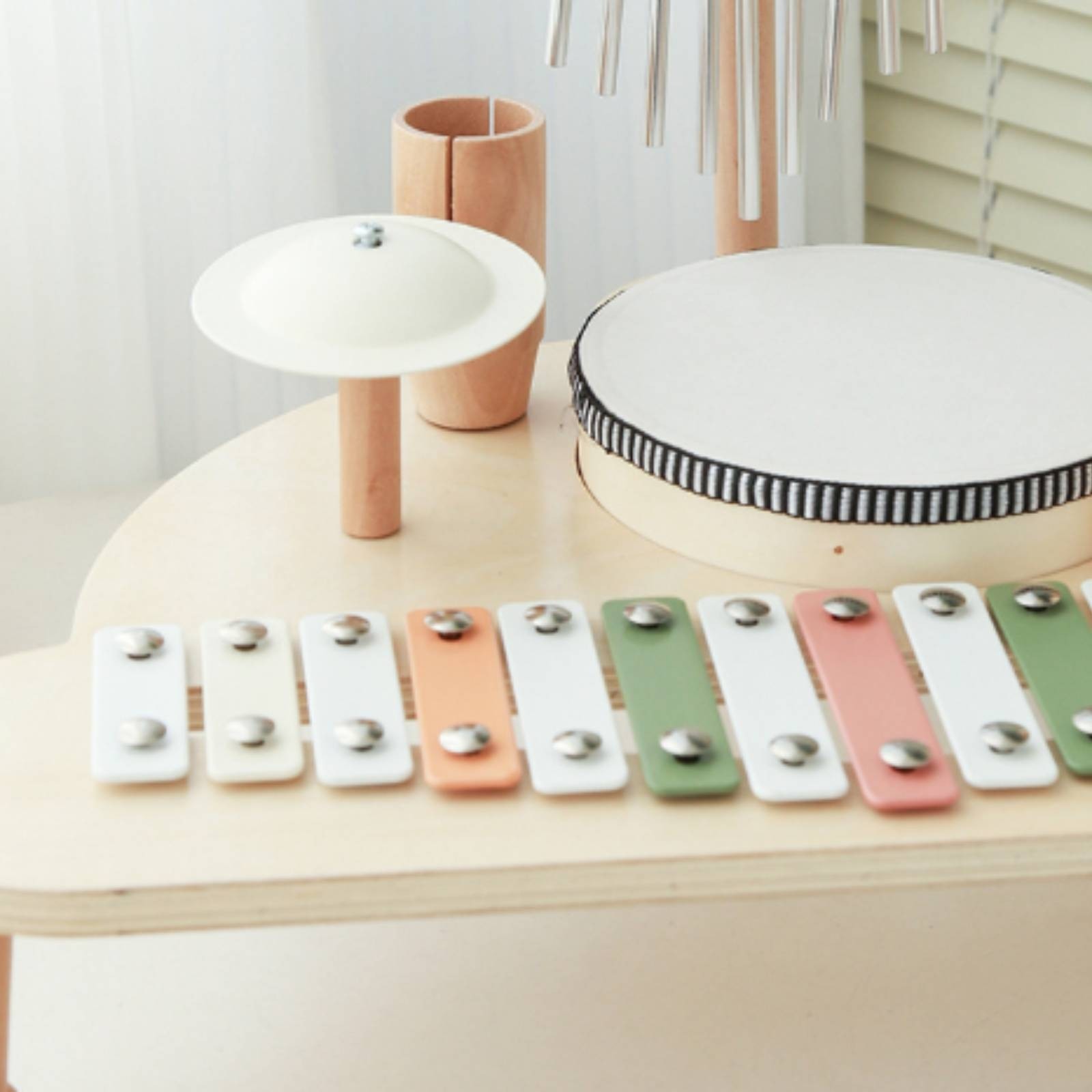 Wooden Musical Activity Stand Rounded Edges children’s Drum Stand Natural Wood