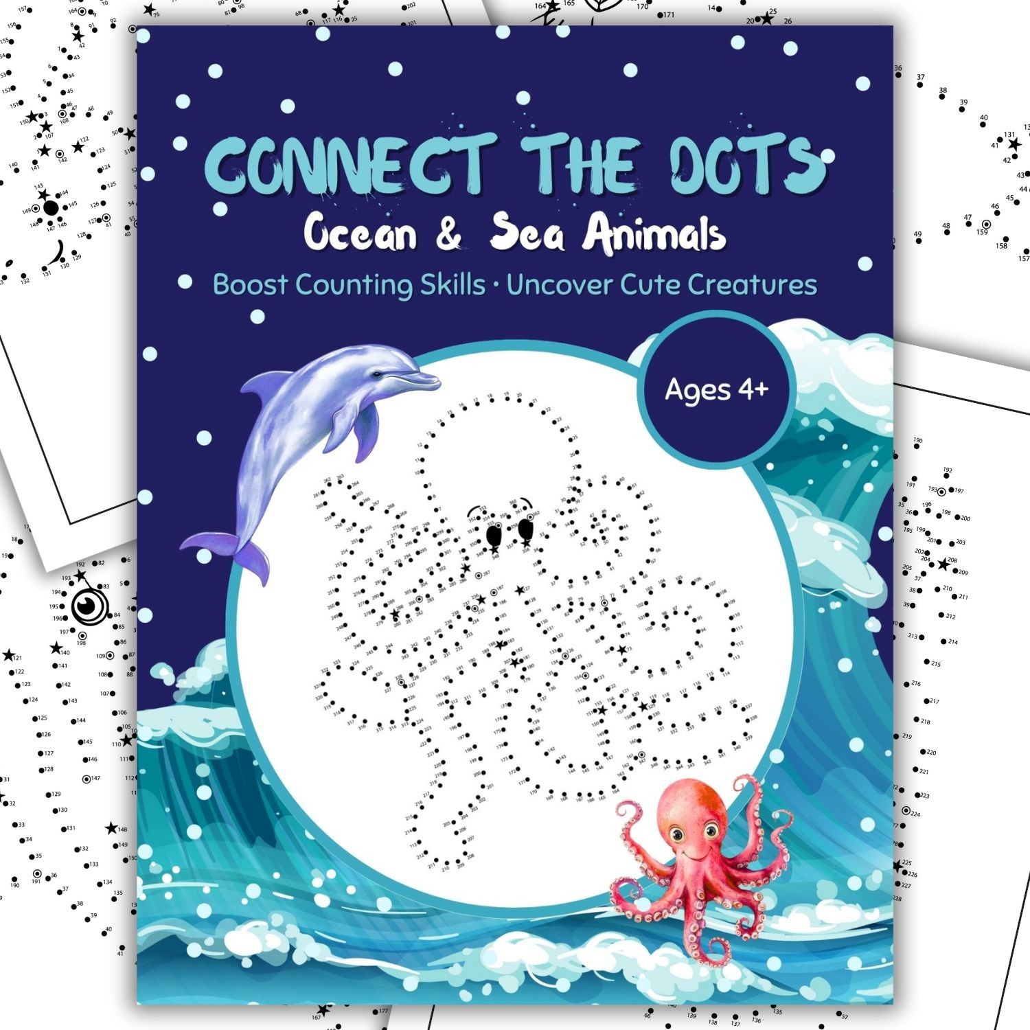 Connect the Dots Sea Animals Activity Book – Printable – Digital Download