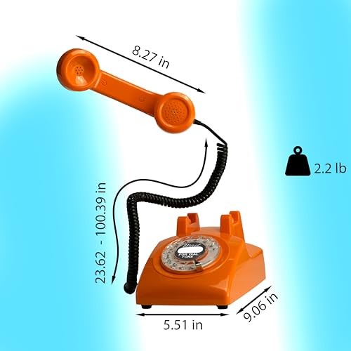 Opis 60s Cable: Rotary Phone/Vintage Phone/Retro Orange Set of 8 Inlays