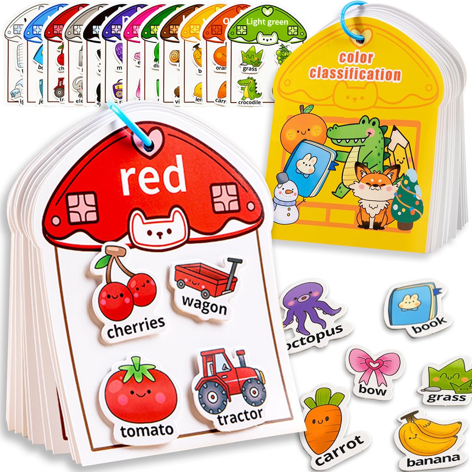 Laynertoys Montessori Busy Book Color Sorting Toys for 7.8″ x 6.2″, Red