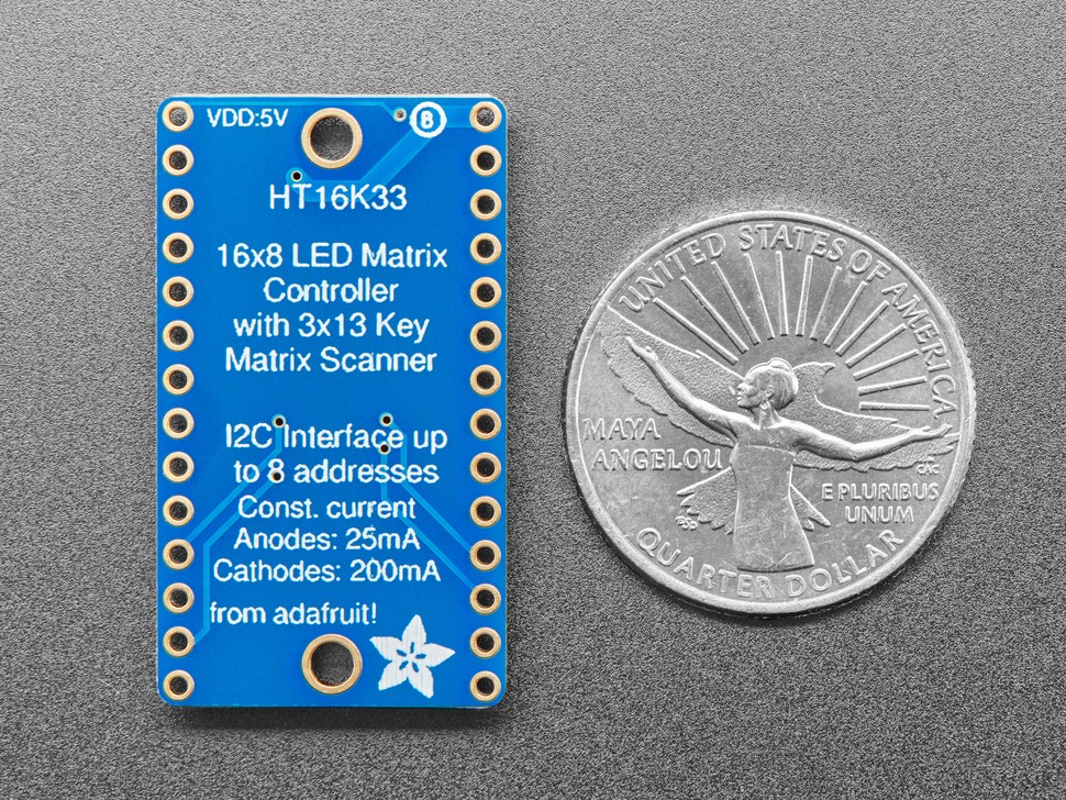 [Adafruit ADA-1427] Adafruit 16×8 LED Matrix Driver Backpack – HT16K33 Breakout