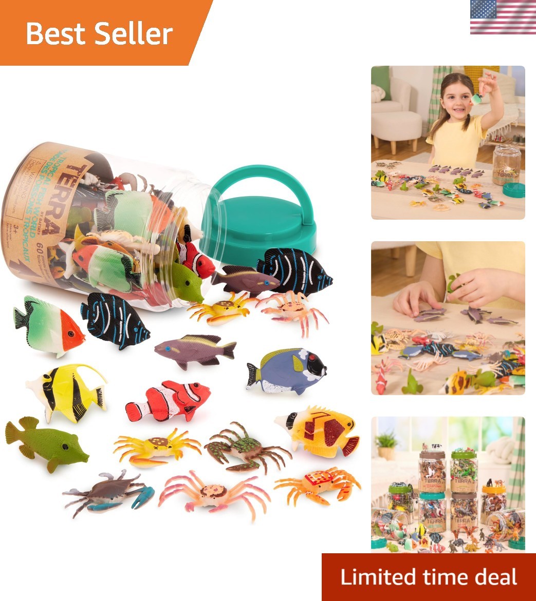 Explore Terra’s 60 Mini Tropical Fish & Crabs – Educational Playset for Toddlers