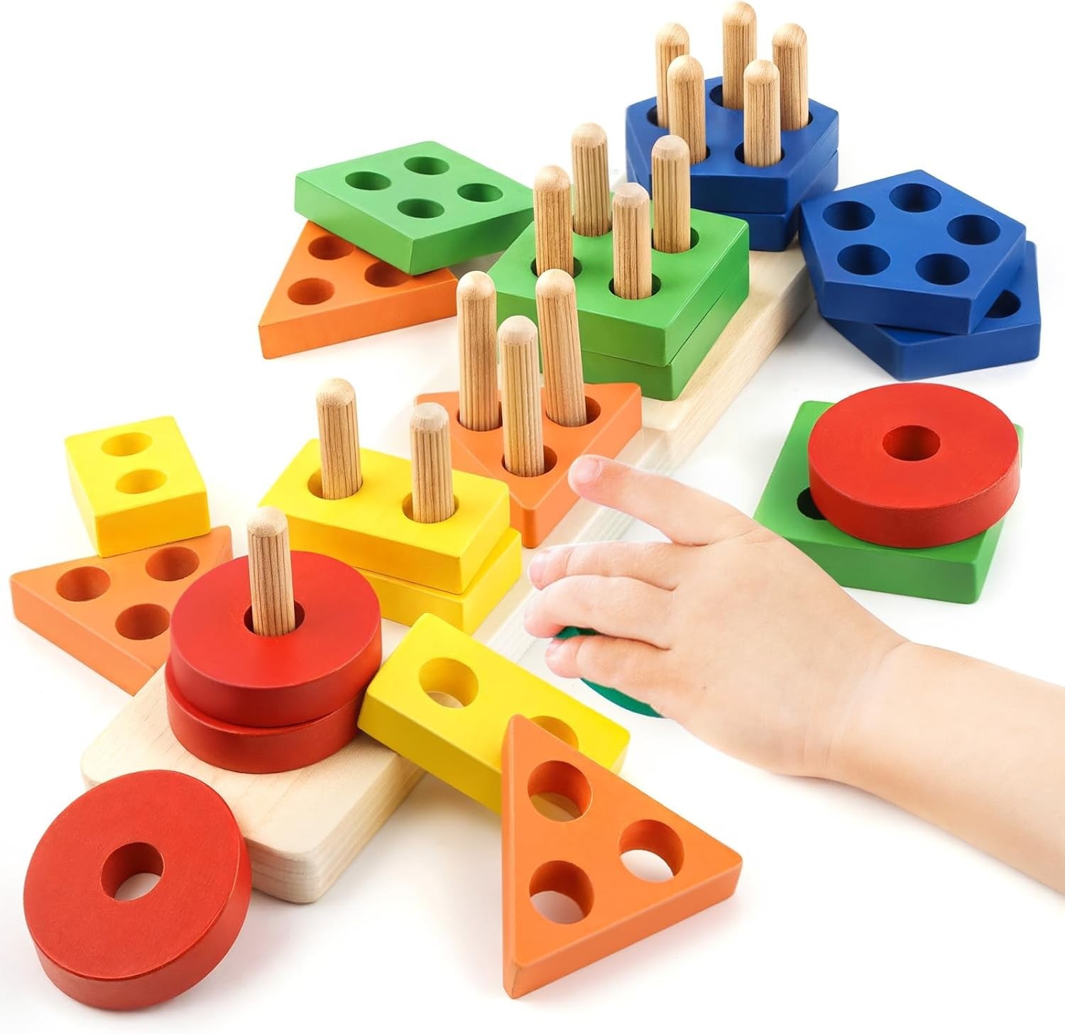 Montessori Toys for 1 2 3 Year Old Girls Boys, Wooden Sensory Toys for 1-3 Year
