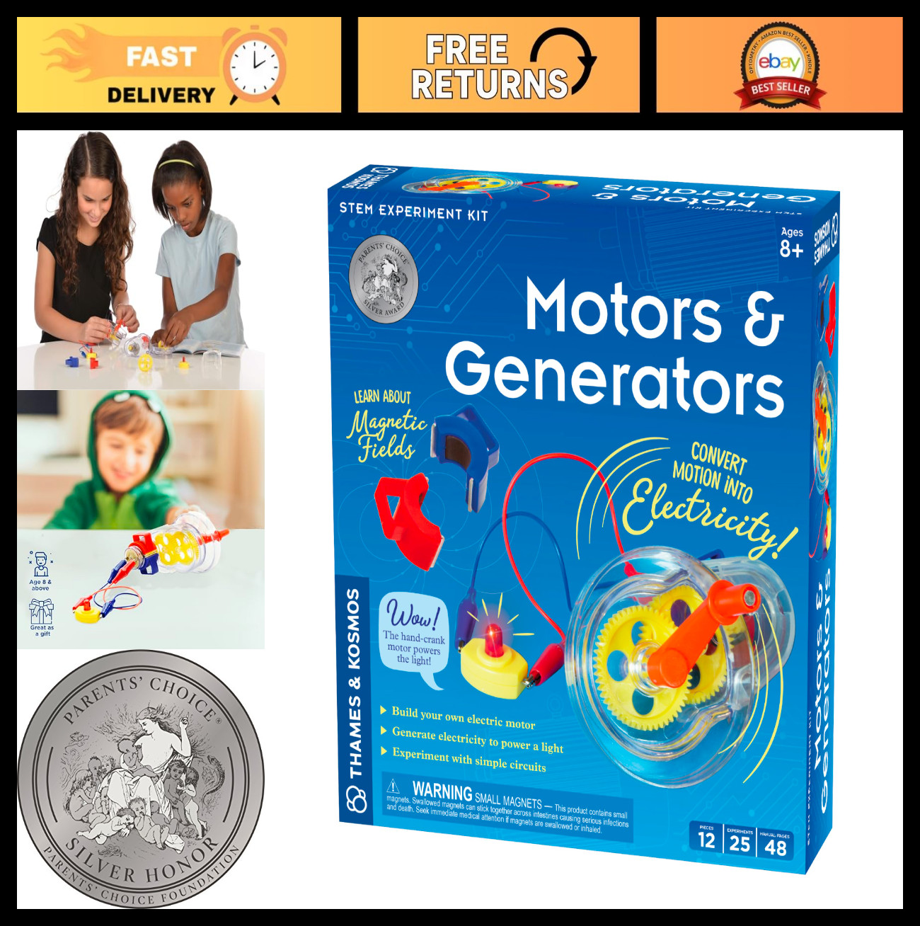 STEM Motors & Generators Science Kit | 25 Experiments | 48 Page Guide | Ages 8+