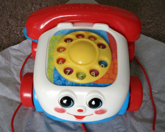 FISHER PRICE,BABY & TODDLER CHATTER TELEPHONE,PUSH,PULL TOY,EYES MOVE,WHEELS,NEW