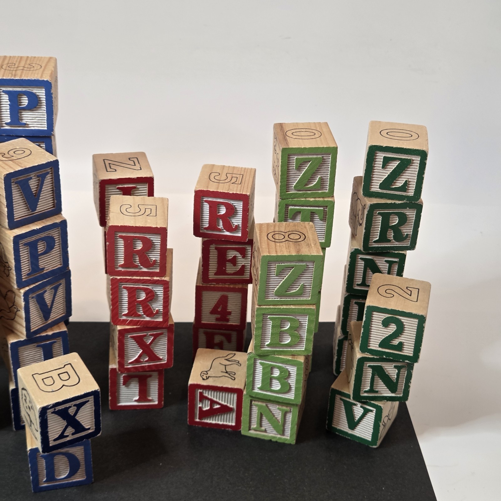 Craft Lot 60 Piece Childrens Wood Blocks Multicolor Alphabet/#s/Pictures READ