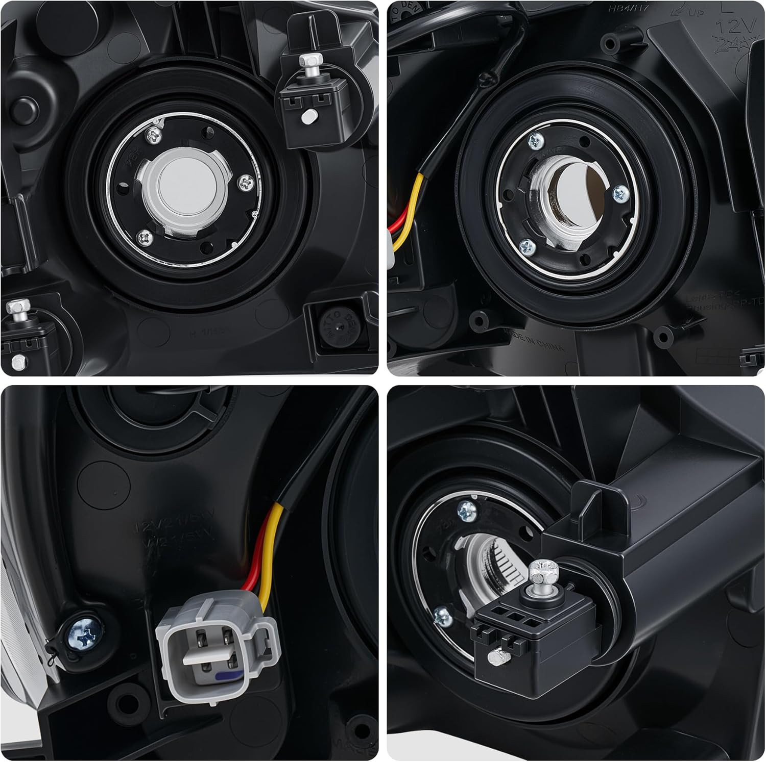 Headlight Assembly Compatible with 2009-2012 Toyota RAV4 Black W/Clear Headlamps
