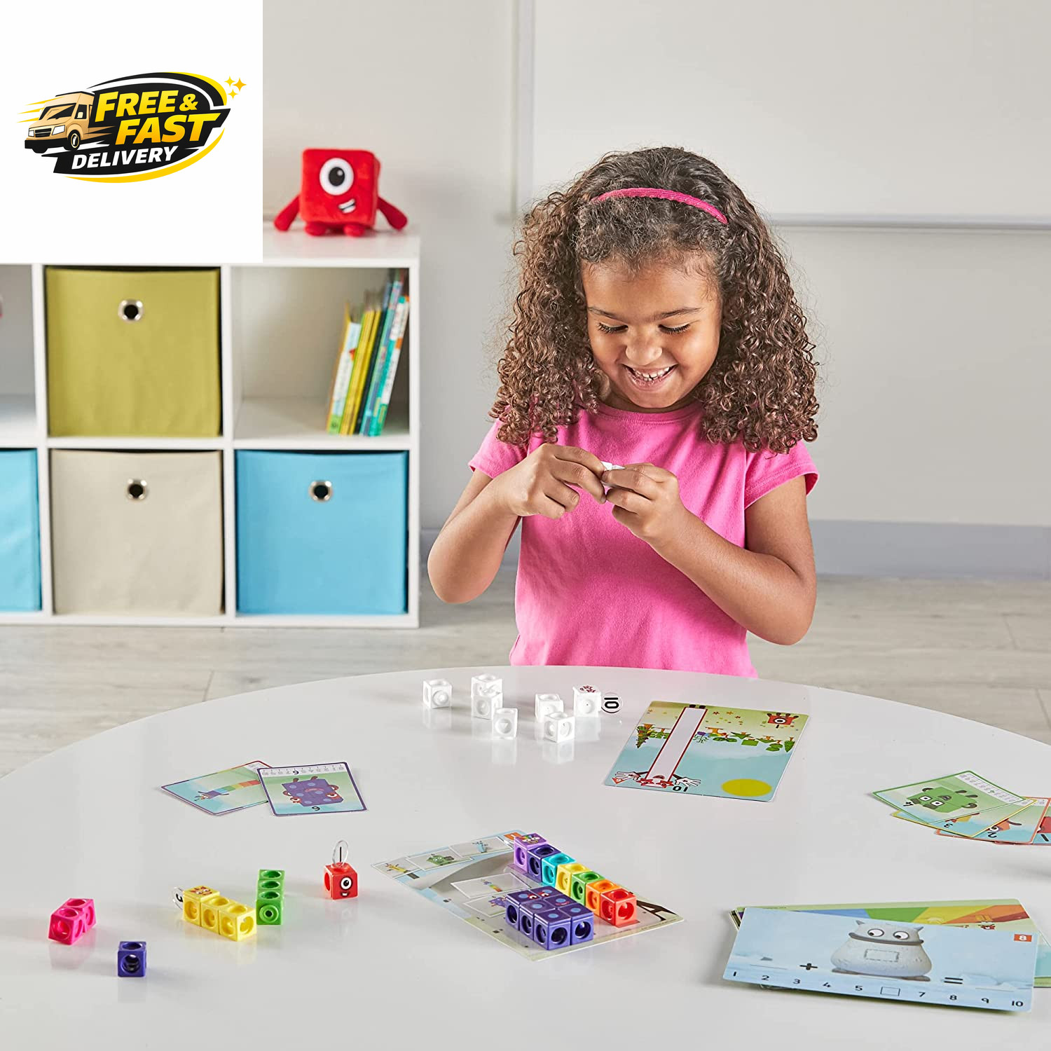 Mathlink Cubes 1-10 Activity Set, 30 Preschool Learning Activities, Counting Blo