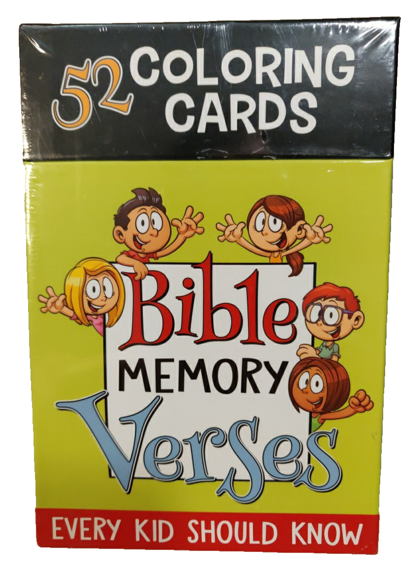 Coloring Cards 52 Bible Memory Verses for Kids By Christian Art Gifts SEALED