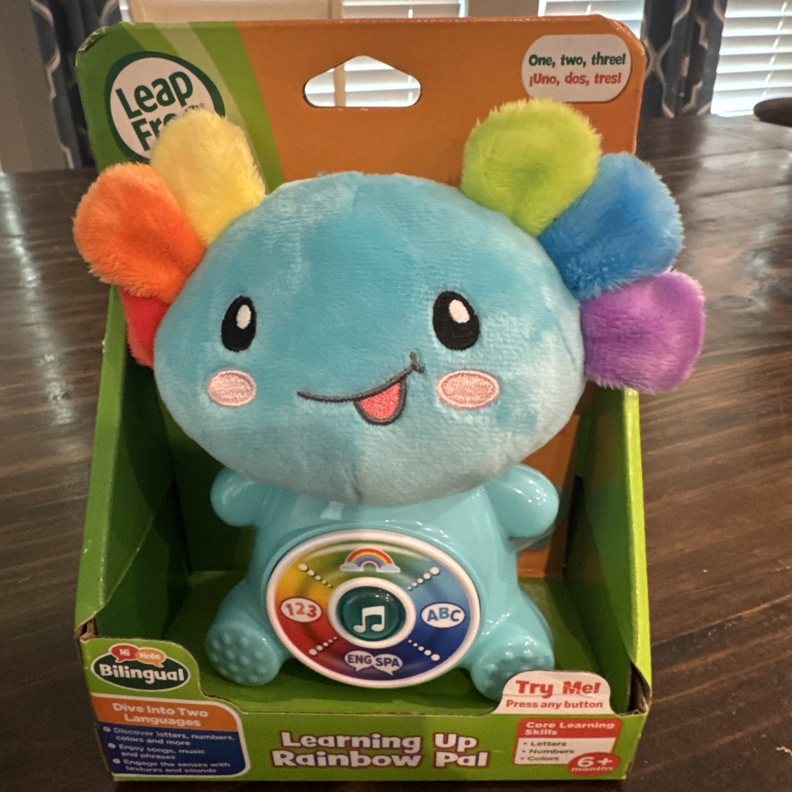 Leap Frog Learning Up Rainbow Pal English Spanish Bilingual lights sounds plush