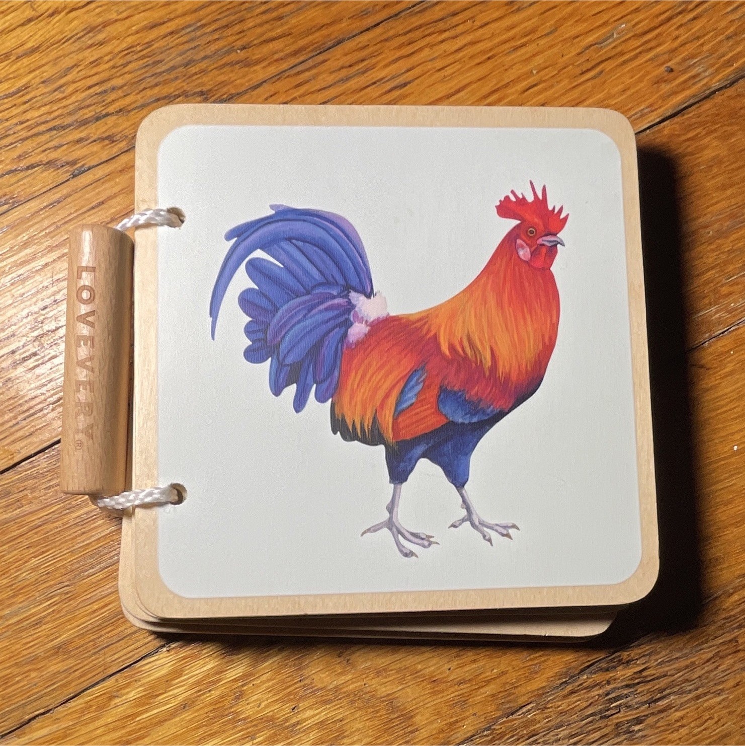 Lovevery Wooden Animal Flash Cards Ring Book Farm Animals Multicolor Ages 1-4
