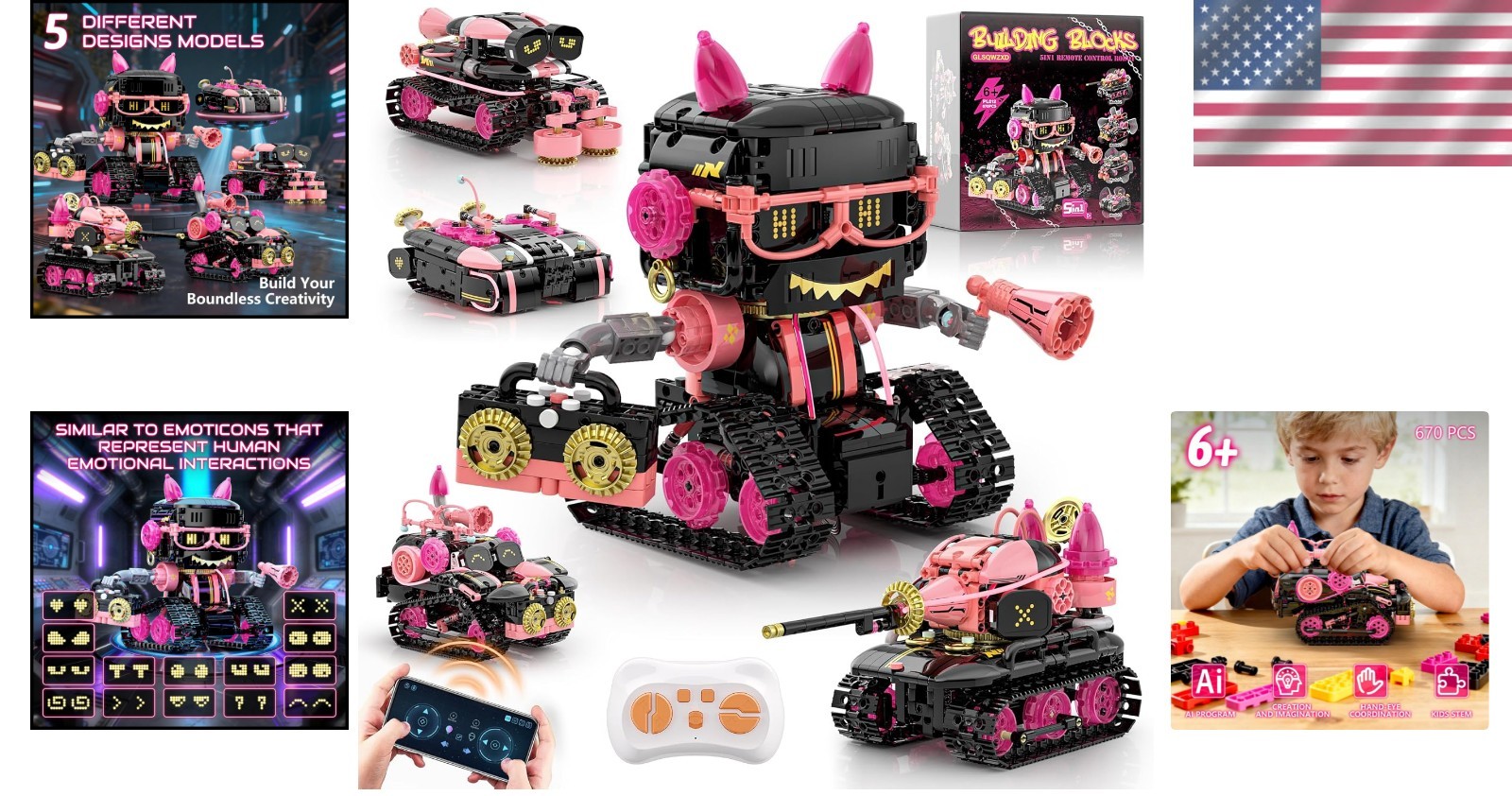 Emotional Interactive Robot Building Set: 5-in-1 Kits for Kids & Family Bonding