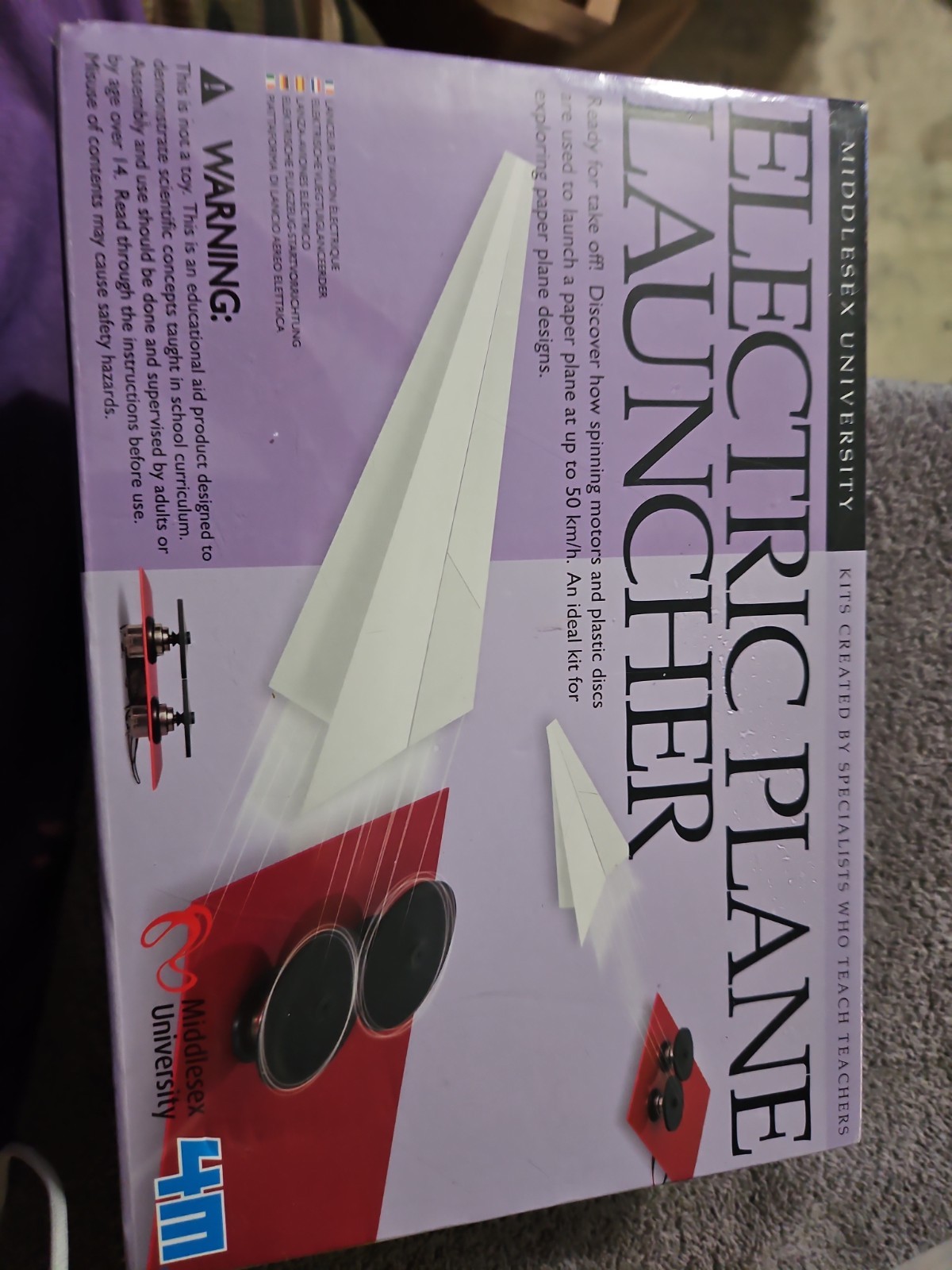 4M Electric Plane Launcher Kit Fun Mechanics Paper Airplanes New Sealed In Box