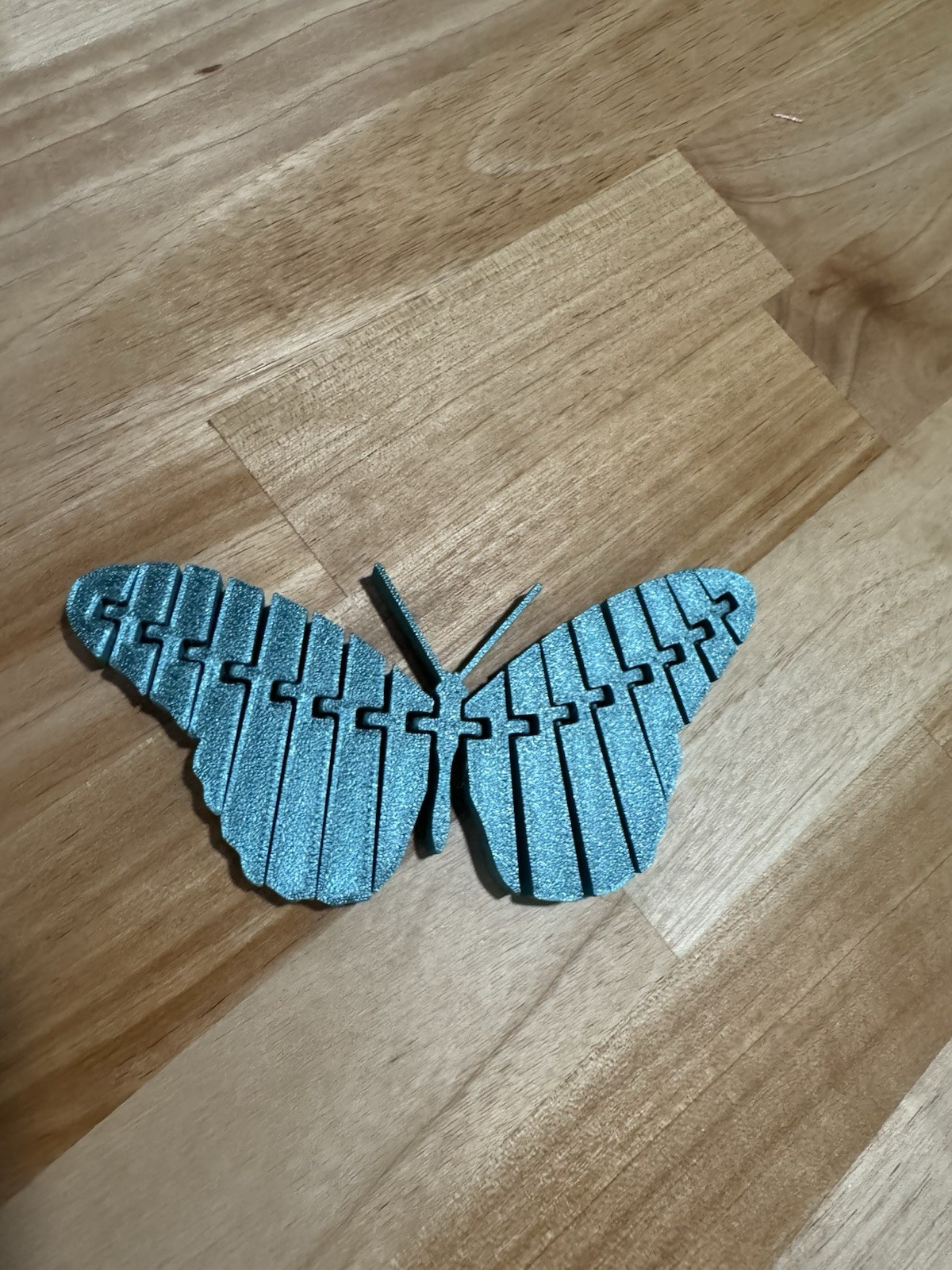 Articulated Butterfly Fidget Shimmery Blue 5” Wide Sensory Toy 3D printed