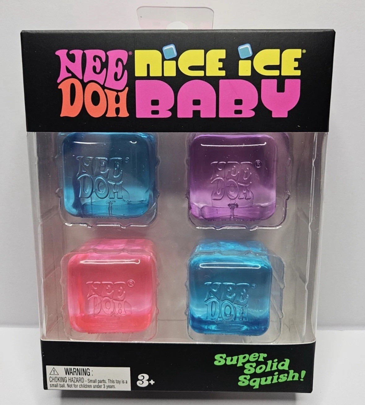 NeeDoh Nice Ice Baby 4 pack, Set of Four Nee Doh Mini Nice Cube Pink Blue Purple