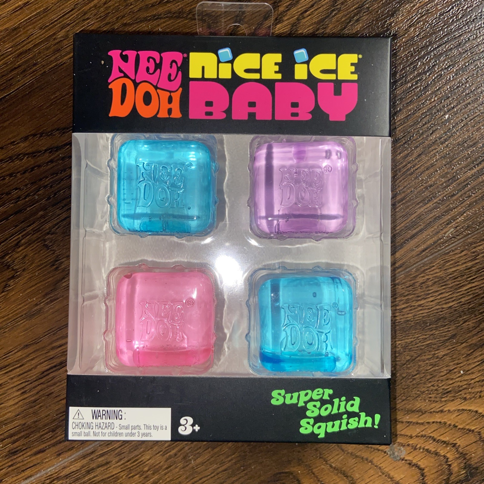New NeeDoh Nice Ice Baby Sensory Squish Cube Super Solid Stress Toy 4 Cube Pack