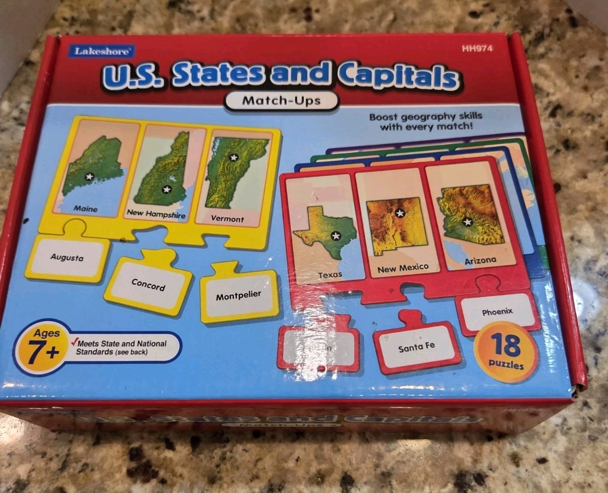 Lakeshore U.S. States and Capitals Match-Ups Boost Geography Skills Education