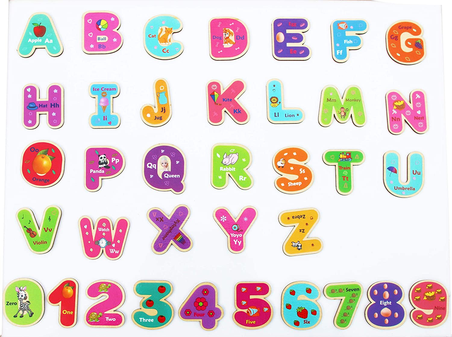 Wooden Magnetic Letters and Numbers – Fridge Magnets for Kids- Alphabet Letter a