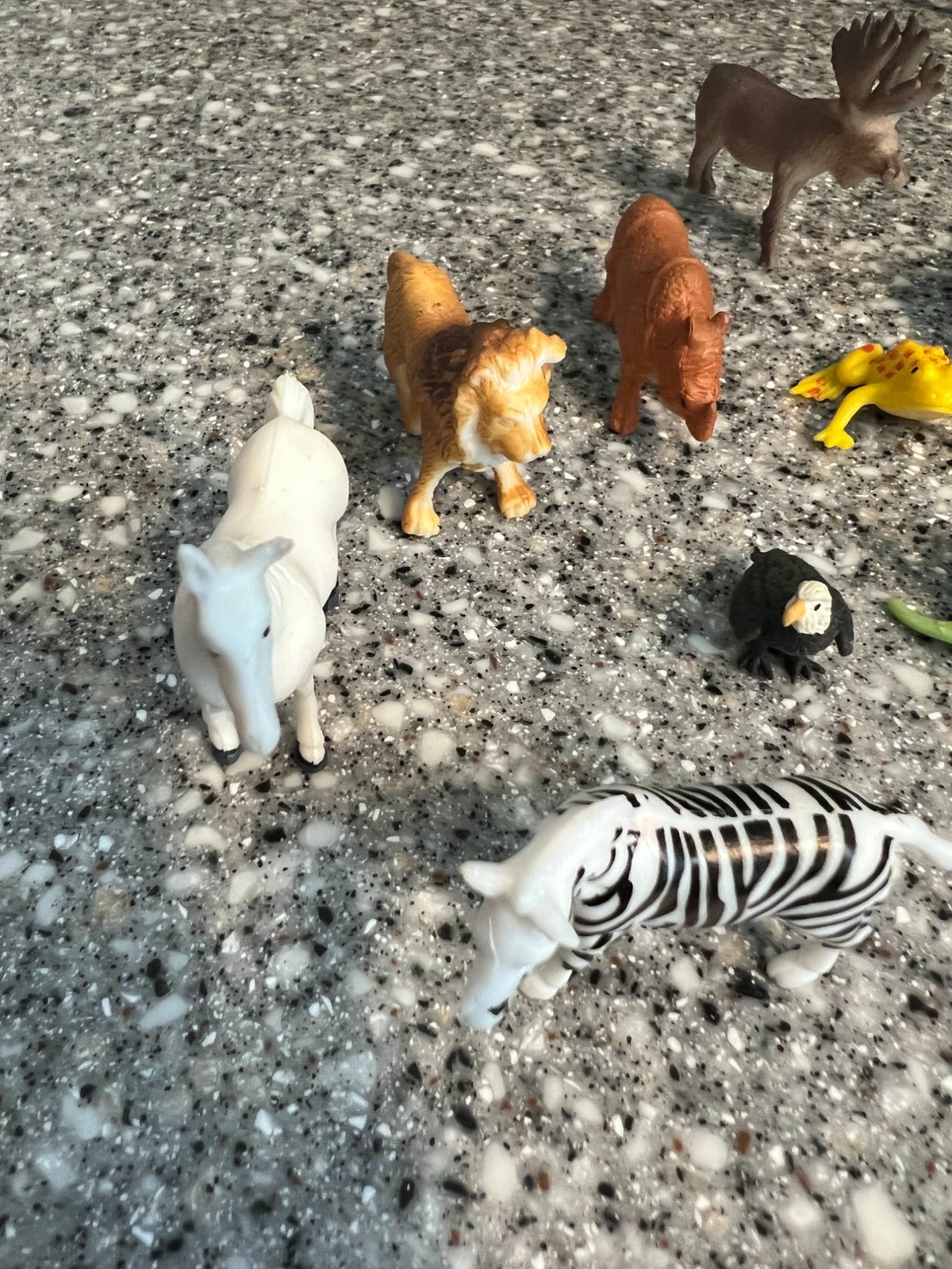 Lot of 16 plastic animal figures snake starfish zebra bald eagle