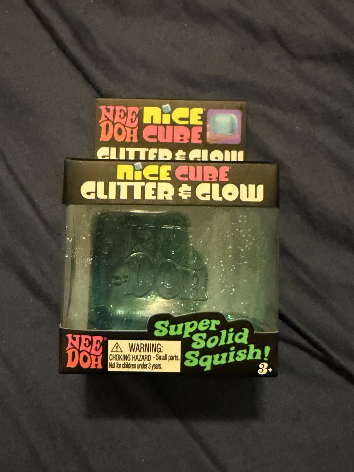 Schylling Nee Doh Nice Cube Glitter & Glow Super Solid Squeeze Ball Blue 25229HY