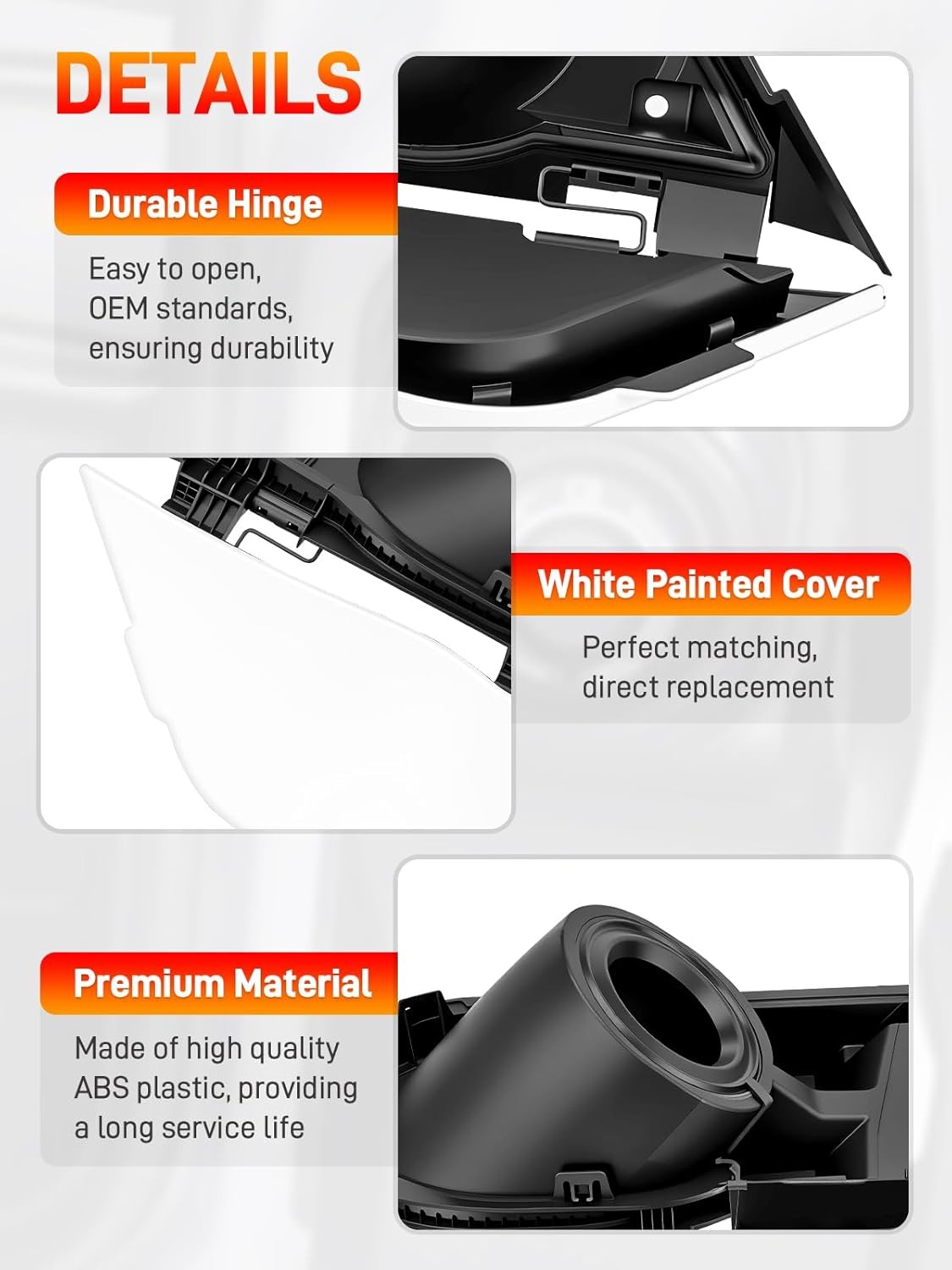 Fuel Filler Door Housing Pocket Hinge w/ White Cover Fits 2015–2024 Transit