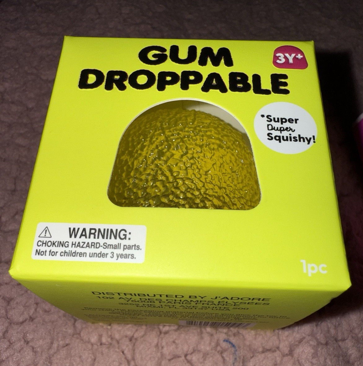 J’Adore Gum Droppable Super Duper Squishy Tactile Squeeze Toy Yellow Rare Color
