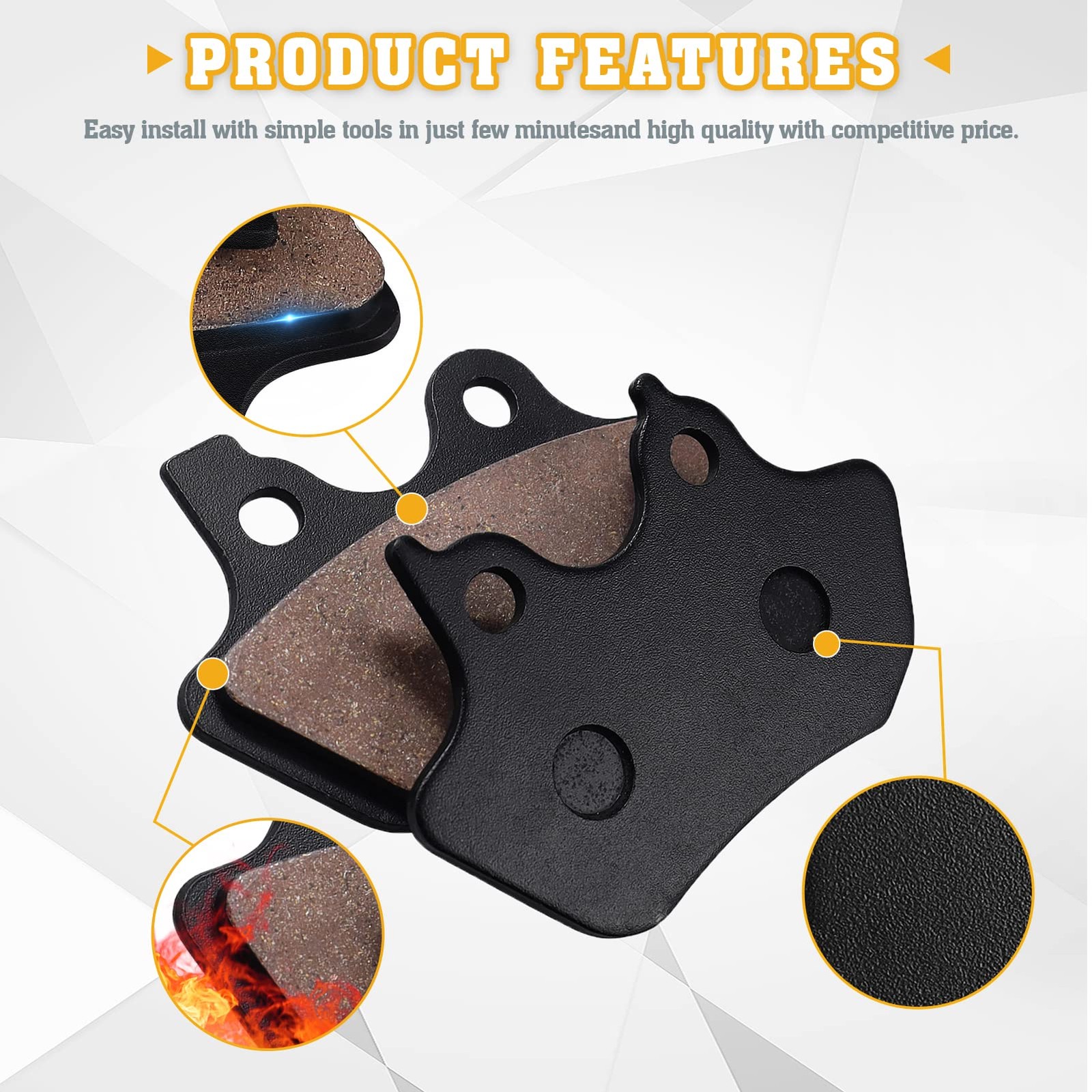 Cyleto Front & Rear Brake Pads for Harley Heritage Softail FLSTCI FLSTC…
