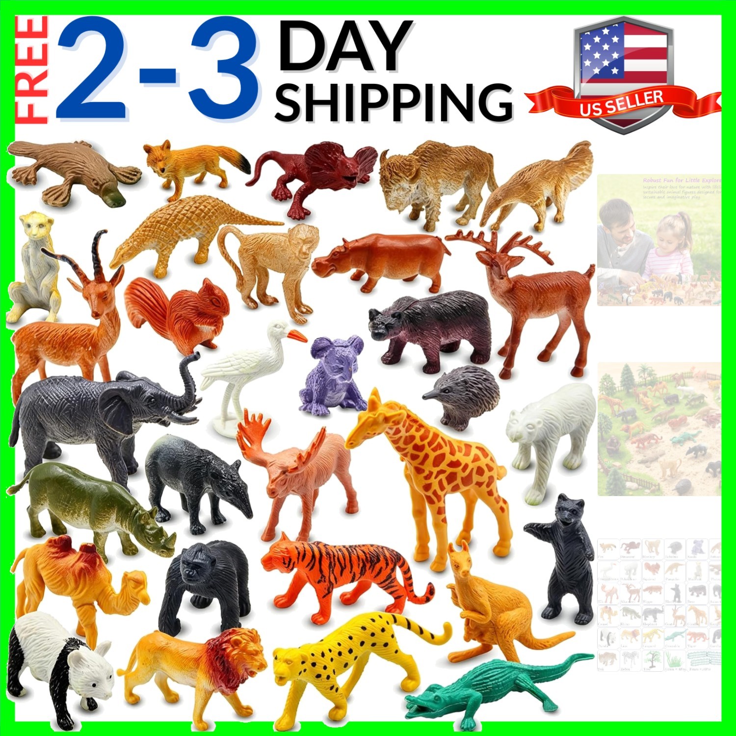 Realistic Mini Wild Zoo Animals Figurines Toys 32 Pcs Gift Set for Education …