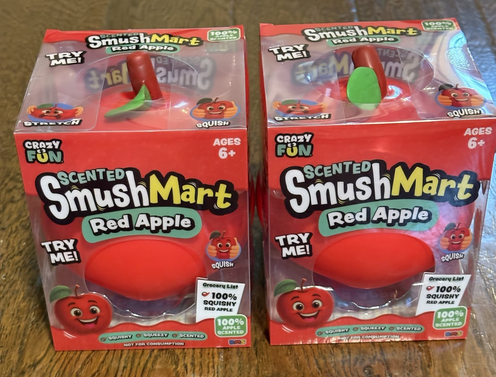 Lot of 2 Crazy Fun SmushMart Scented Red Apple Squishy Squeeze Toys